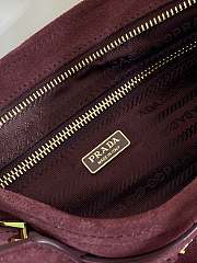 Kitlife Prada Bonnie Medium Burgundy Suede Handbag 1BA426 32x15.5x12cm - 5