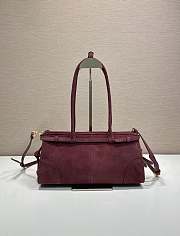 Kitlife Prada Bonnie Medium Burgundy Suede Handbag 1BA426 32x15.5x12cm - 4
