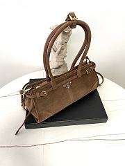 Kitlife Prada Bonnie Medium Brown Suede Handbag 1BA426 32x15.5x12cm - 2