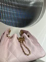 Kitlife Chanel 25C Drawstring Bucket Hobo Bag Light Pink Grained Leather 20x22x12.5cm - 5