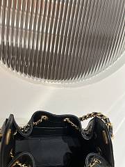 Kitlife Chanel 25C Drawstring Bucket Hobo Bag Black Grained Leather 20x22x12.5cm - 5