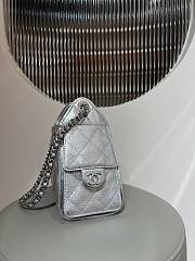 Kitlife Chanel 25C Drawstring Bucket Hobo Bag Silver Grained Leather 20x22x12.5cm  - 5