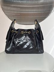 Kitlife Chanel 25C Drawstring Bucket Hobo Bag Black Glossy Lambskin 20x22x12.5cm - 2