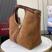 Kitlife Gucci Giglio Large Tote Bag Brown Suede GG Canvas 853971 60x47x16cm - 6