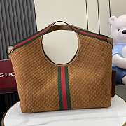 Kitlife Gucci Giglio Large Tote Bag Brown Suede GG Canvas 853971 60x47x16cm - 5