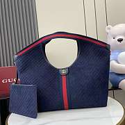 Kitlife Gucci Giglio Large Tote Bag Dark Blue Suede GG Canvas 853971 60x47x16cm - 1