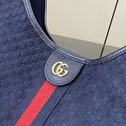 Kitlife Gucci Giglio Large Tote Bag Dark Blue Suede GG Canvas 853971 60x47x16cm - 6