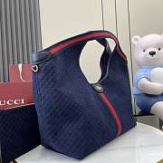Kitlife Gucci Giglio Large Tote Bag Dark Blue Suede GG Canvas 853971 60x47x16cm - 5