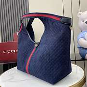 Kitlife Gucci Giglio Large Tote Bag Dark Blue Suede GG Canvas 853971 60x47x16cm - 4