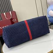 Kitlife Gucci Giglio Large Tote Bag Dark Blue Suede GG Canvas 853971 60x47x16cm - 3