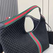 Kitlife Gucci Giglio Large Tote Bag Black Suede GG Canvas 853971 60x47x16cm - 3