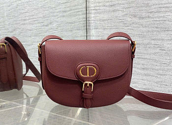 Kitlife Dior Medium Bobby Bag Burgundy Grained Calfskin 22×17×6cm