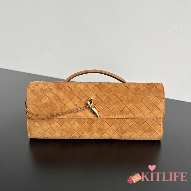 Kitlife Bottega Veneta Andiamo Clutch Brown Suede 741511 31x13x3cm - 1