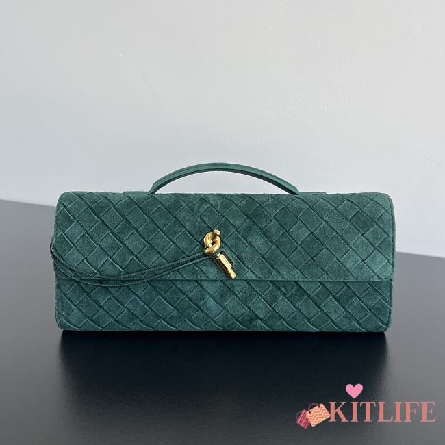 Kitlife Bottega Veneta Andiamo Clutch Green Suede 741511 31x13x3cm - 1