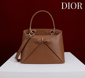 Kitlife Dior Bow Bag Brown Leather 28x10x22cm