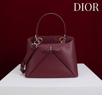 Kitlife Dior Bow Bag Burgundy Leather 28x10x22cm 