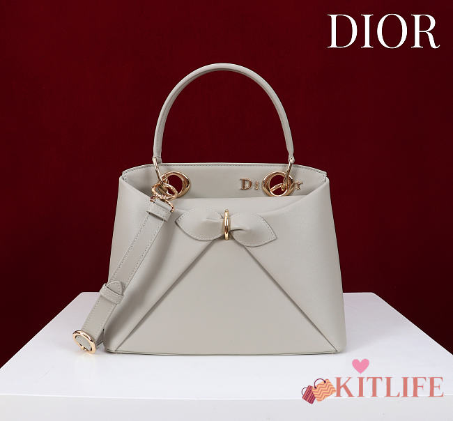 Kitlife Dior Bow Bag Off-white Leather 28x10x22cm  - 1