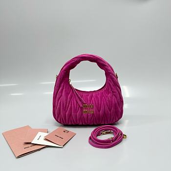 Kitlife Miu Miu Dark Pink Pink Wander Matelassé Suede Bag 20x17x6cm
