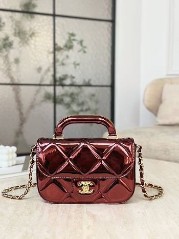 Kitlife Chanel Flap Bag With Handle Red AS4892 18.5x13x4.5cm