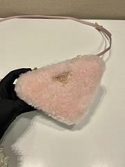 Kitlife Prada Twin Triangle Bag Pink Fur Leather 1NR015 15x10x5cm - 4