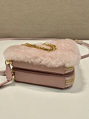 Kitlife Prada Twin Triangle Bag Pink Fur Leather 1NR015 15x10x5cm - 5