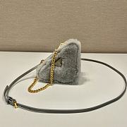 Kitlife Prada Twin Triangle Bag Grey Fur Leather 1NR015 15x10x5cm - 6