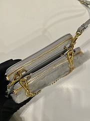 Kitlife Prada Twin Triangle Bag Grey Fur Leather 1NR015 15x10x5cm - 4