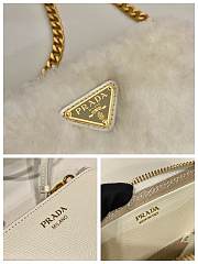 Kitlife Prada Twin Triangle Bag White Fur Leather 1NR015 15x10x5cm - 5