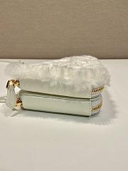 Kitlife Prada Twin Triangle Bag White Fur Leather 1NR015 15x10x5cm - 4