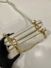 Kitlife Prada Twin Triangle Bag White Fur Leather 1NR015 15x10x5cm - 3