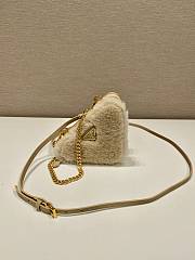 Kitlife Prada Twin Triangle Bag Beige Fur Leather 1NR015 15x10x5cm - 5