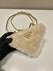 Kitlife Prada Twin Triangle Bag Beige Fur Leather 1NR015 15x10x5cm - 3