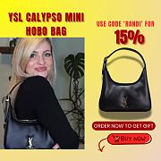 Kitlife Saint Laurent Calypso Mini Hobo In Plunged Lambskin Black 791484 20x12x5cm - 1