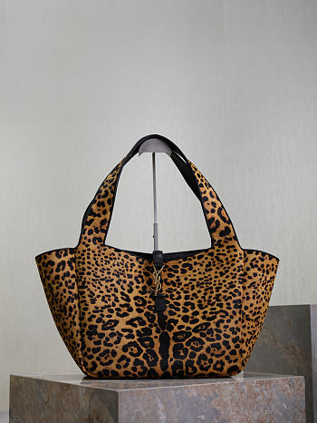 Kitlife Saint Laurent LE 5 À 7 Bea Tote Bag In Leopard Print 763435 50x28x18cm 