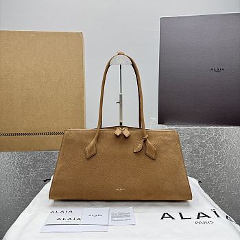 Kitlife Alaia Le Teckel Tote Bag in Brown Grained Leather 42x19x21cm 