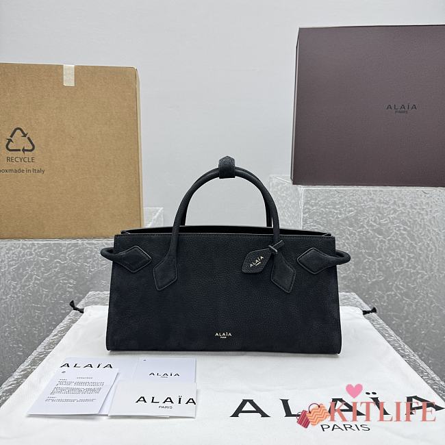 Kitlife Alaia Le Teckel Tote Bag in Black Grained Leather 30×10×26cm - 1