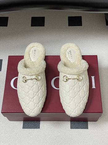 Kitlife Gucci Princetown Classic Wool Slippers White Leather 