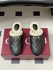 Kitlife Gucci Princetown Classic Wool Slippers Black Leather  - 1