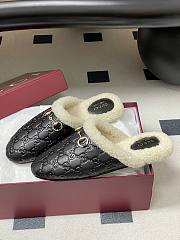 Kitlife Gucci Princetown Classic Wool Slippers Black Leather  - 5