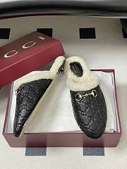 Kitlife Gucci Princetown Classic Wool Slippers Black Leather  - 3