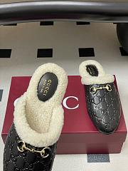 Kitlife Gucci Princetown Classic Wool Slippers Black Leather  - 2