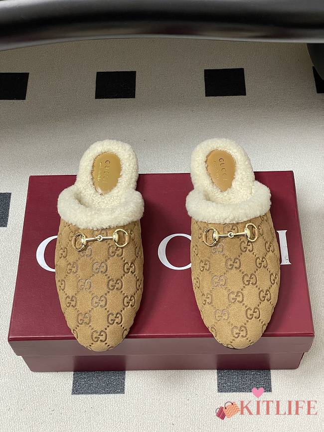 Kitlife Gucci Princetown Classic Wool Slippers Brown Suede - 1