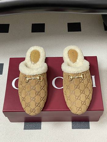 Kitlife Gucci Princetown Classic Wool Slippers Brown Suede
