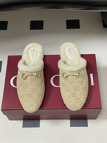 Kitlife Gucci Princetown Classic Wool Slippers Beige Suede