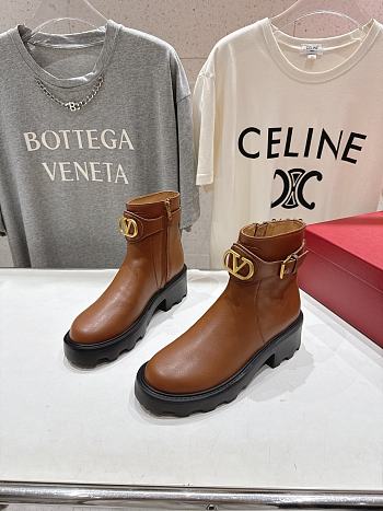 Kitlife Valentino Garavani 55mm VLogo Signature Buckle-fastening Ankle Boots Brown 