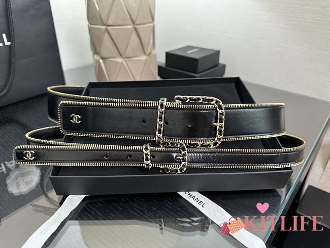 Kitlife Chanel Interlocking CC Logo Belt Black With Gold Buckle - 1