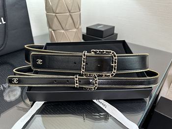 Kitlife Chanel Interlocking CC Logo Belt Black With Gold Buckle