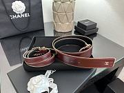 Kitlife Chanel Interlocking CC Logo Belt Burgundy With Gold Buckle - 2