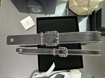 Kitlife Chanel Interlocking CC Logo Belt Black With Silver Buckle