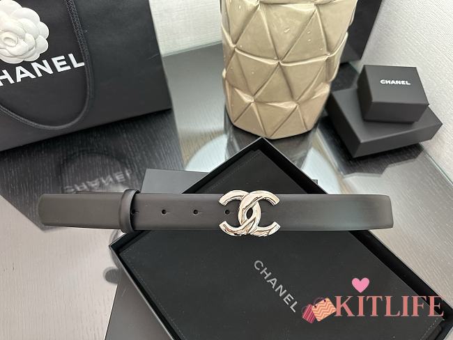 Kitlife Chanel Belt Double C 30mm In Black Calfskin With Shiny Silver Buckle - 1